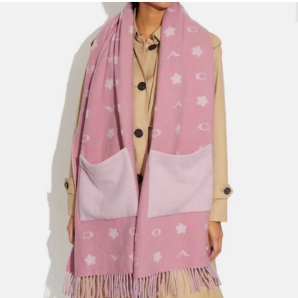 Coach Rose Colored Muffler with Pockets